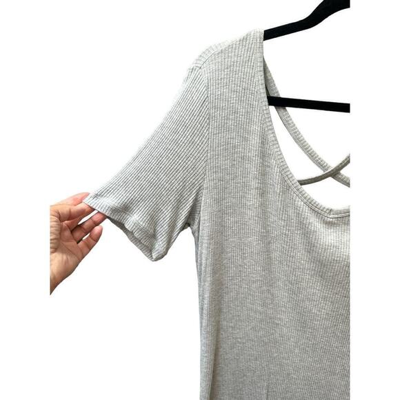 UNIQUELY Lorna Jane Women's Criss Cross Ribbed Soft Open Back Shirt Size XL Gray - Picture 5 of 10